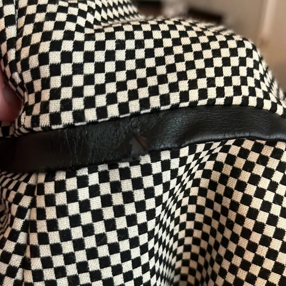 Vicky Tiel Checker Print Leather Trim Career Sheath Dress - Picture 8 of 8